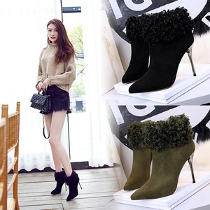 8663-6 new han edition winter fashion female boots fine with high heels and sexy nightclub show thin pointed maomao shor