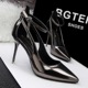 2981-1 the European and American fashion contracted wind shoes high-heeled shoes high heel with shallow mouth pointed one word with hollow out shoes