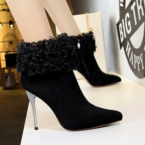 8663-6 new han edition winter fashion female boots fine with high heels and sexy nightclub show thin pointed maomao shor