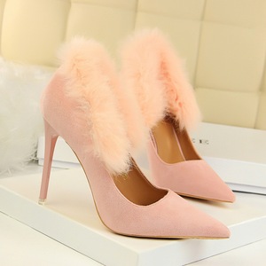 9511-5 han edition maomao high heels for women’s shoes with suede shallow mouth pointed sexy nightclub show thin maomao