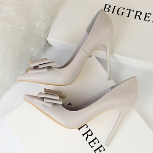 9511-18 han edition fashion high-heeled shoes high heel with delicate sweet mouth thin shallow pointed bow single shoes