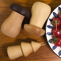 Creative solid wood toothpick tube household personality cute high-grade mushroom toothpick box can Nordic ins trend walnut