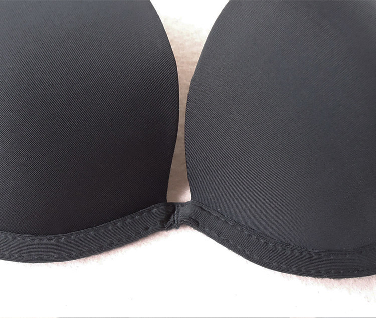 性感锦纶扣 日系少胸罩文胸光面单排a杯小女士薄款聚拢锦纶黑肤色