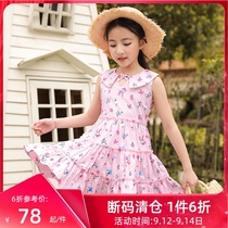 Loba rabbit childrens dress new girl Summer cake dress cotton floral flower girl big child foreign-style princess skirt