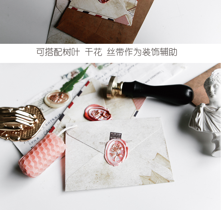 法式复古3d立体玫瑰天使火漆印章手帐新年礼物信封印封口火漆章