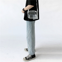 White seven Korea ins super fire transparent PVC shoulder messenger bag storage bag Mobile phone change card bag small bag for men and women