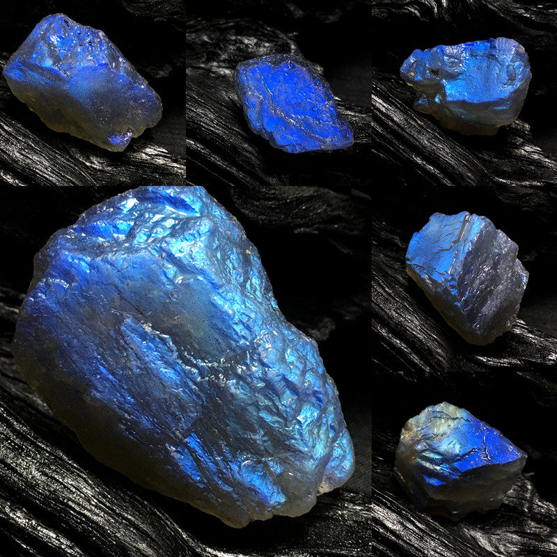 天然冰种月光石拉长石原石 戒面吊坠雕刻料 冰糖体拉长石蓝彩光_7折