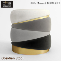 Obsidian Stool Obsidian Stool Light luxury low stool Simple modern fabric round stool Soft bag sofa stool