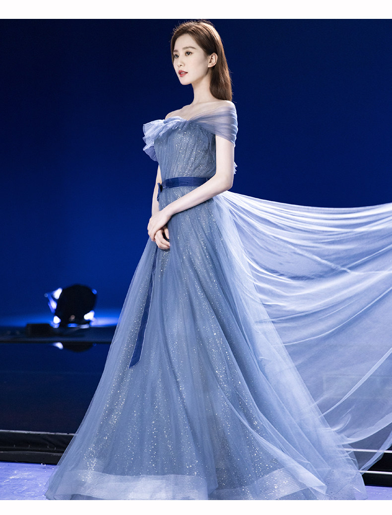 刘诗诗同款明星礼服2021新款生日宴会主持人名媛晚礼服女长裙气质