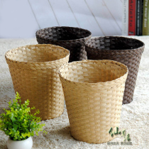 Japanese original color straw storage bucket paper basket Trash can Garbage basket Storage bucket Book and newspaper basket storage basket Small basket