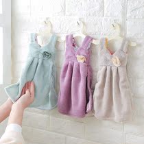 Cute princess dress thickened coral velvet hand towel Kitchen hanging towel Absorbent hand towel does not lose hair