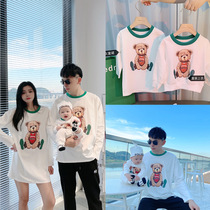 Parent-Child clothing autumn clothes 2021 new bear a family of three four different mother women foreign style long sleeve sweater