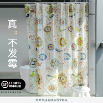 Mermaeva waterproof thick mildew proof bathroom Chinese toilet partition curtain hanging curtain warm batik flower bird shower curtain