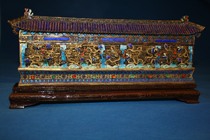 (CloisonneFiligree )80 s foreign trade gilded silk burned blue hollow inlaid treasure Nine Dragon Wall