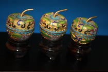 (gu pin nation-building at the beginning of the old copper fetal filigree gold plating old cloisonne Golden Apple three set price