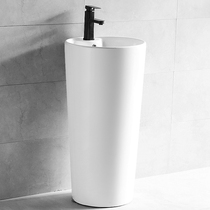 Simple round column basin ceramic integrated floor-to-ceiling toilet wash basin home balcony vertical small pool