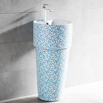 Creative art column basin bathroom simple personality standing washbasin floor to ceiling integrated balcony small sink