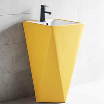 Creative personality ceramic column basin bathroom vertical one-piece face plate integrated floor-to-ceiling art sink balcony