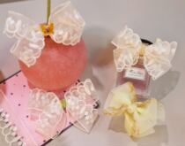 Butterfly Cymbidium custom design silk lace white single-sided handmade ribbon and imported gold edge net