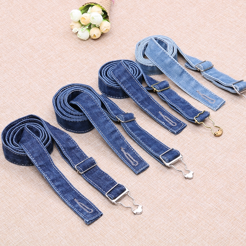 牛仔背带裤带子 葫芦扣女士吊裤带深蓝水洗牛仔布宽背带吊带潮