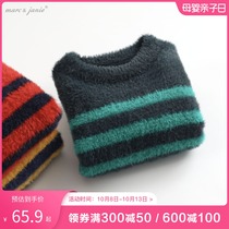 (Discount) Mark Jenny autumn winter clothes boys and girls striped sweater children imitation mink hair pullover 92103