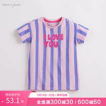 marcjanie mark Jenny 2022 summer dress girl streaks short sleeve one-piece dress child skirt 210056