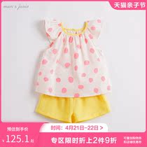 Mark Jenny 2022 New baby Summer Dress Girl Pure Cotton Short Sleeve Suit Children Suit 210125