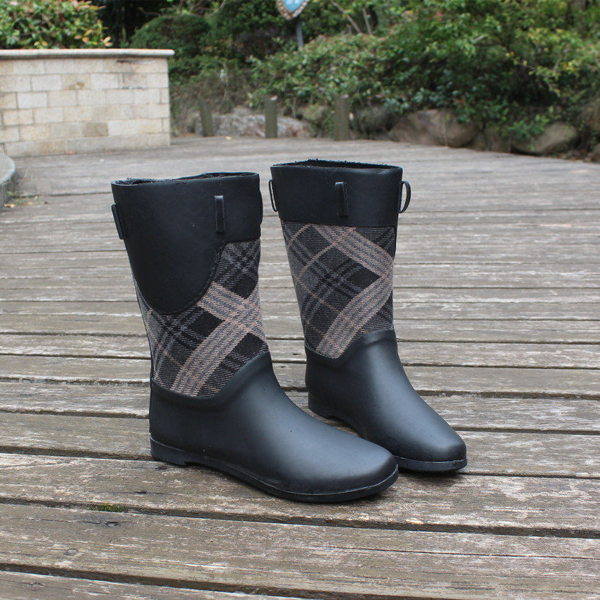 女款雨靴 靴子橡胶 雨鞋 胶鞋防水鞋中筒时尚环保无味晴雨二用鞋_不