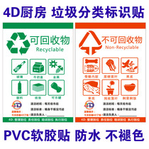 Food and beverage canteen hotel kitchen trash can classification label recyclable non-recyclable garbage classification label