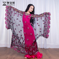 Dancing Wings Children Belly Dance Table Performance Costume 2019 Spring New Transparent Three-dimensional Flower Gown RT283