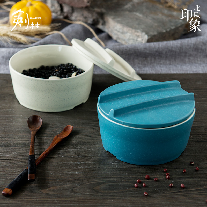 Creative, Korean ceramics tableware rainbow such as bowl bowl mercifully fantong li riceses leave students with cover large bowl