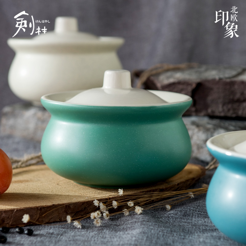 Creative Japanese ceramics tableware bowls of soup bowl single cup steamed egg cup stew of household water bird 's nest in the Nordic impression