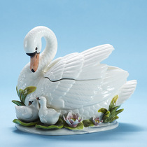 Ceramic candy jar Wedding wedding candy box Refreshment jar Biscuit jar Snack jar Storage jar Large swan