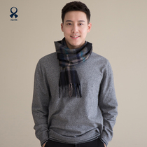 Asuya wool twill Plaid Simple Mens scarf autumn and winter thickened warm high grade Joker short young