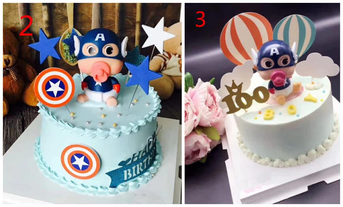 宝宝蛋糕上海 单层美国队长盾牌生日蛋糕 复仇者联盟周岁儿童蛋糕