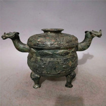 Imitation ancient handicraft workmanship beautifully coated pulp Waterloo bronzer double goat pendulum piece