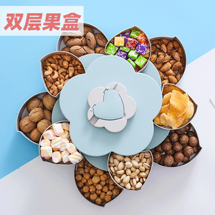 xiaomei xiaole petal rotating fruit box candy plate dried fruit box creative storage box multi-function new year melon seed box