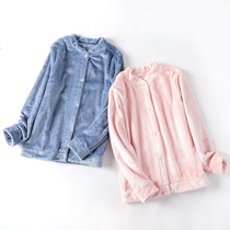 Single One-piece Cardiff Blouse Lady Autumn Winter Coral Suede Warm Plus Suede Long Sleeve Flannel Loose home Sleeping Clothes