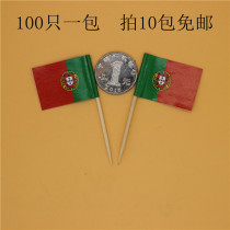 Wooden paper disposable flower sign ten thousand national flag toothpick wine visa fruit sign Portuguese flag toothpick