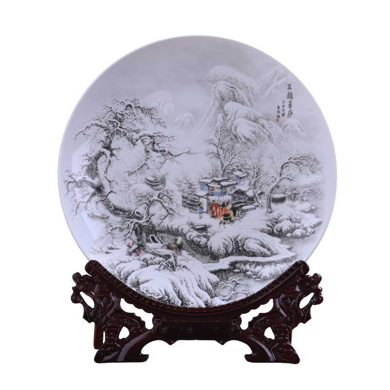 Jingdezhen porcelain ceramic snow rich ancient frame hang dish Chinese style household decorative plate the sitting room porch act the role ofing is tasted furnishing articles