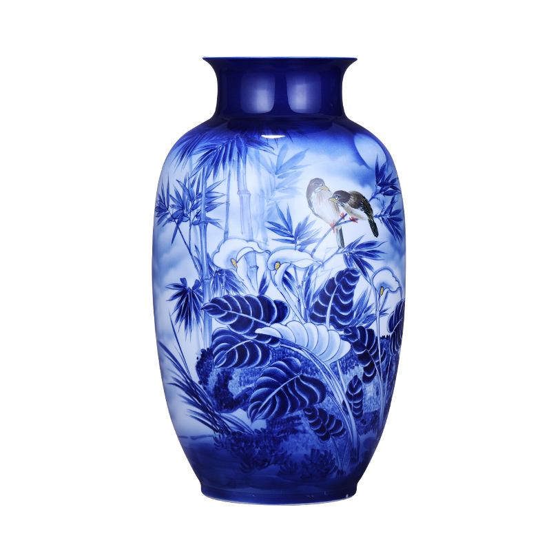 Jingdezhen ceramics hand - made of blue and white porcelain vase landed large expressions using bottles home sitting room adornment is placed