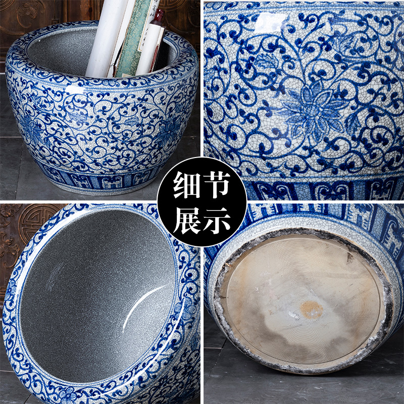 Blue and white porcelain of jingdezhen ceramics antique hand - made large aquarium calligraphy and painting scroll to receive the sitting room of Chinese style household furnishing articles