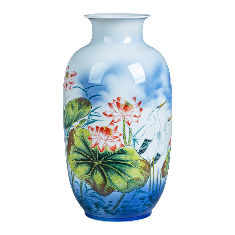 Jingdezhen ceramics hand - made lotus flower vase landed large new sitting room adornment of Chinese style household furnishing articles furnishing articles