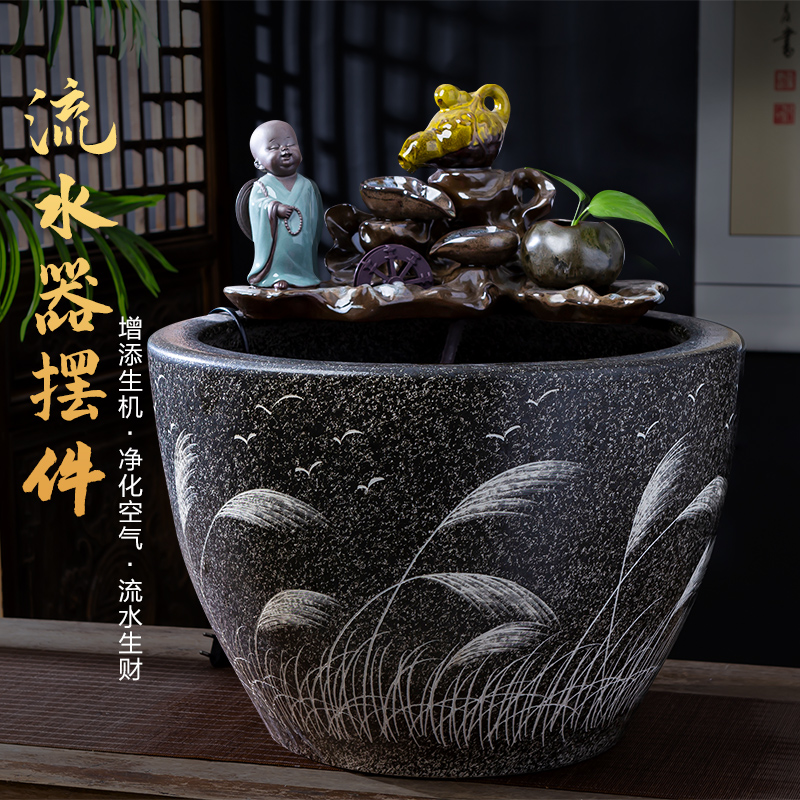 Jingdezhen ceramics aquarium zen water fountain large landing place, a new Chinese style household club house decoration