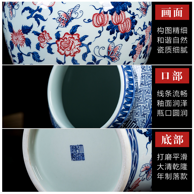 Jingdezhen ceramics hand - made the general pot of blue and white porcelain vase storage tank with cover furnishing articles sitting room of Chinese style arts and crafts