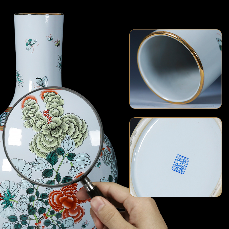 Jingdezhen porcelain ceramic imitation the qing qianlong drive large ground vase retro home sitting room adornment is placed