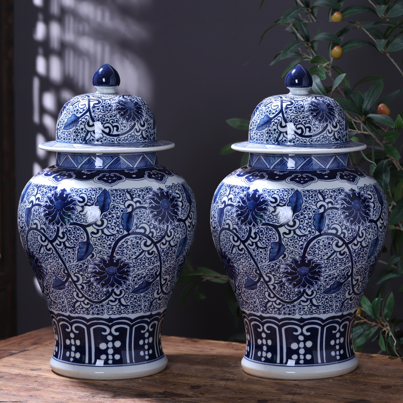 Jingdezhen ceramics vase general hand - made antique store content of blue and white porcelain pot decorate household act the role ofing is tasted furnishing articles