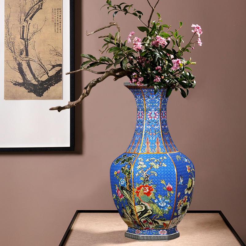 Jingdezhen ceramics imitation qianlong vase retro classic Chinese style household flower arrangement sitting room porch decoration furnishing articles