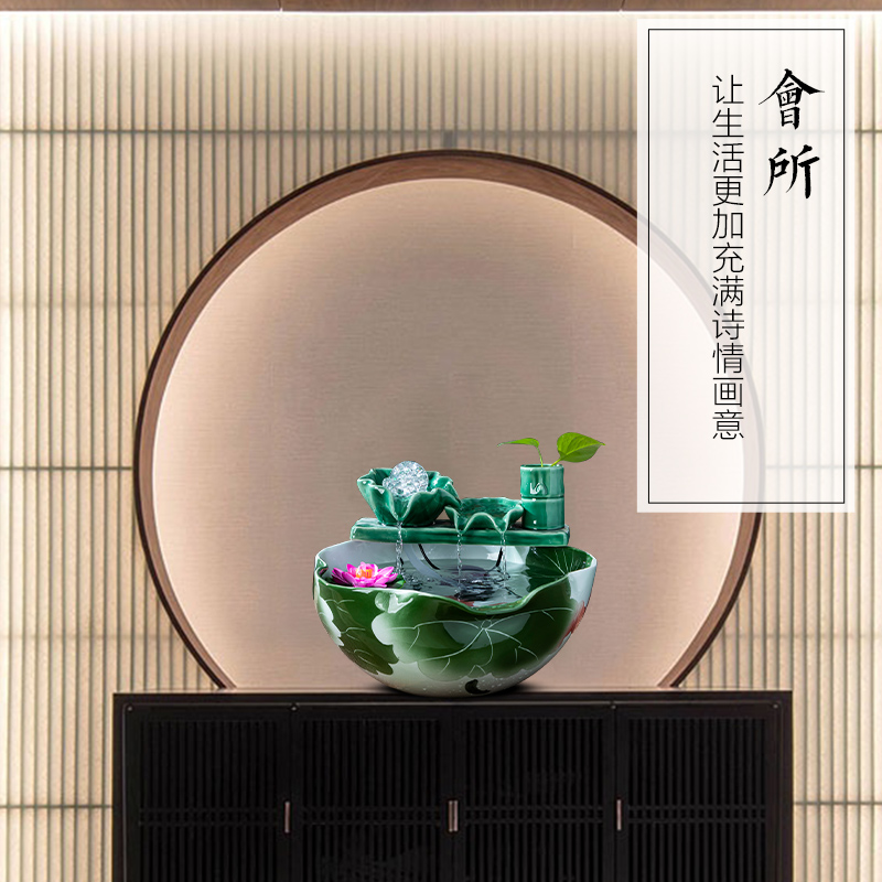 Jingdezhen chinaware lotus water furnishing articles air humidification water aquarium home office decorations