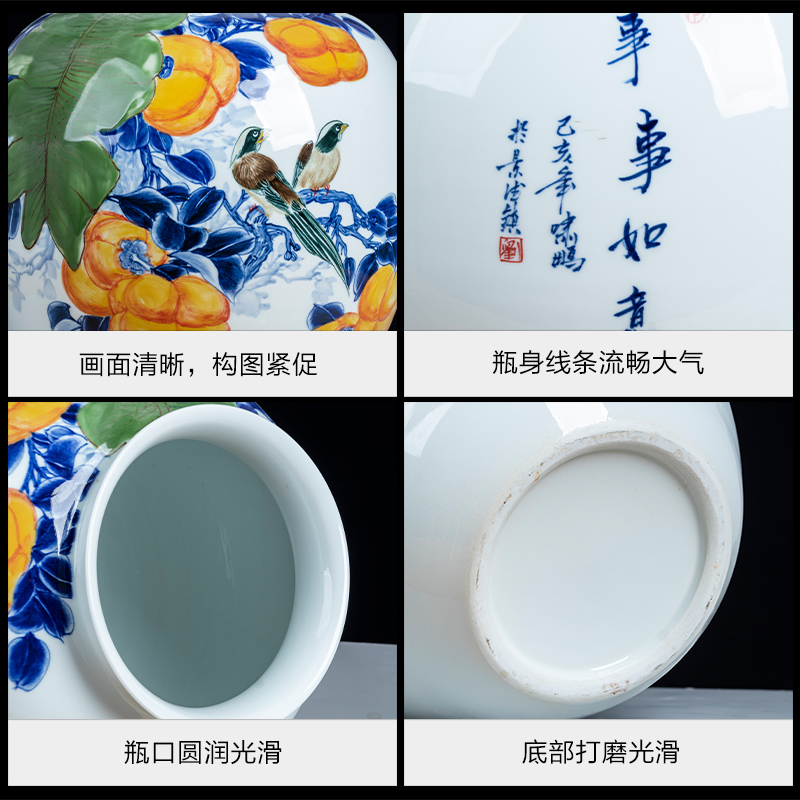 Jingdezhen ceramics hand draw all the best large vases, new Chinese style household living room TV ark adornment furnishing articles